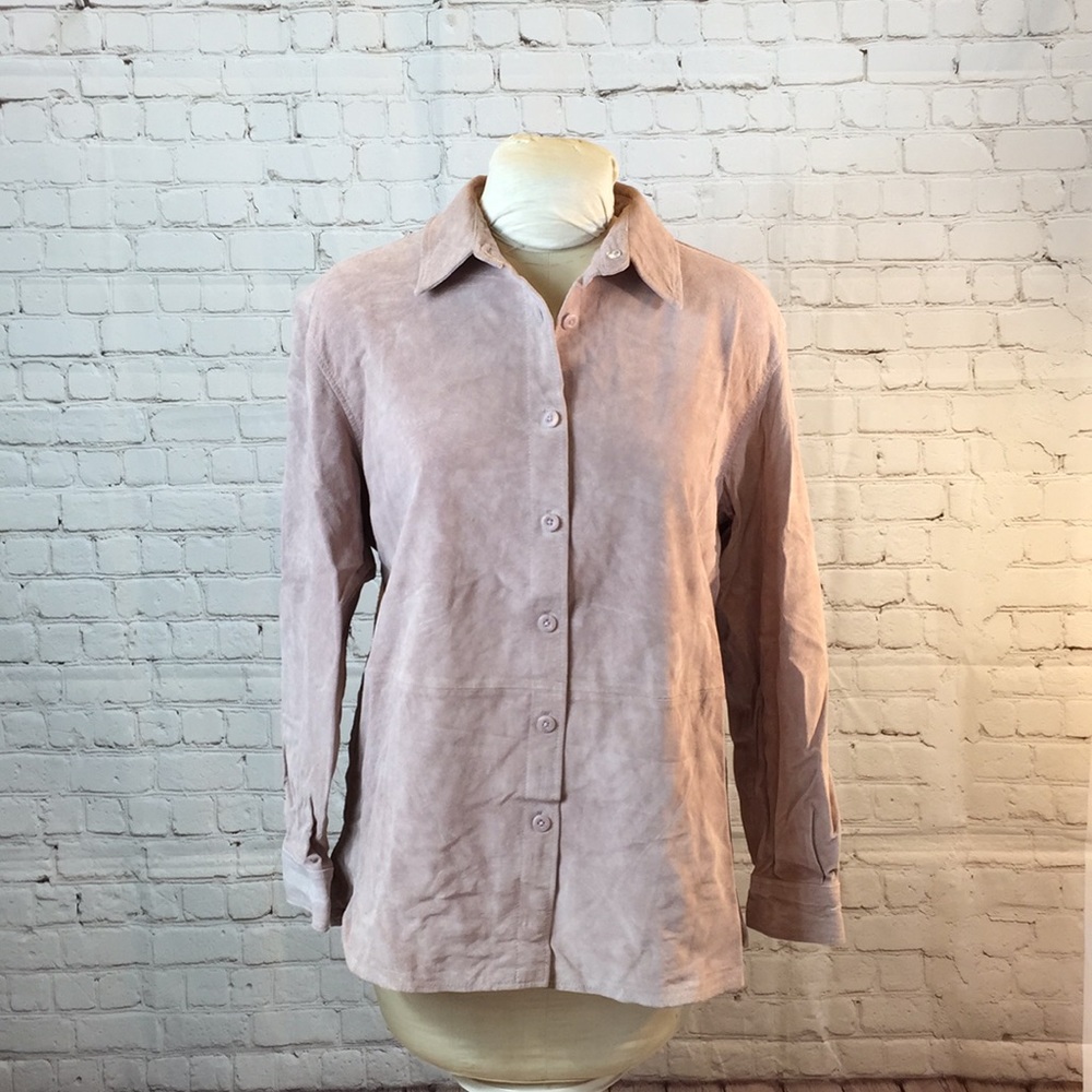 Sonoma Jean Co Blush Pink Suede Button Down Shirt XL